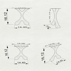 Coffee Table Legs 16.1" H Metal X-Shaped Furniture - 120 Xavier