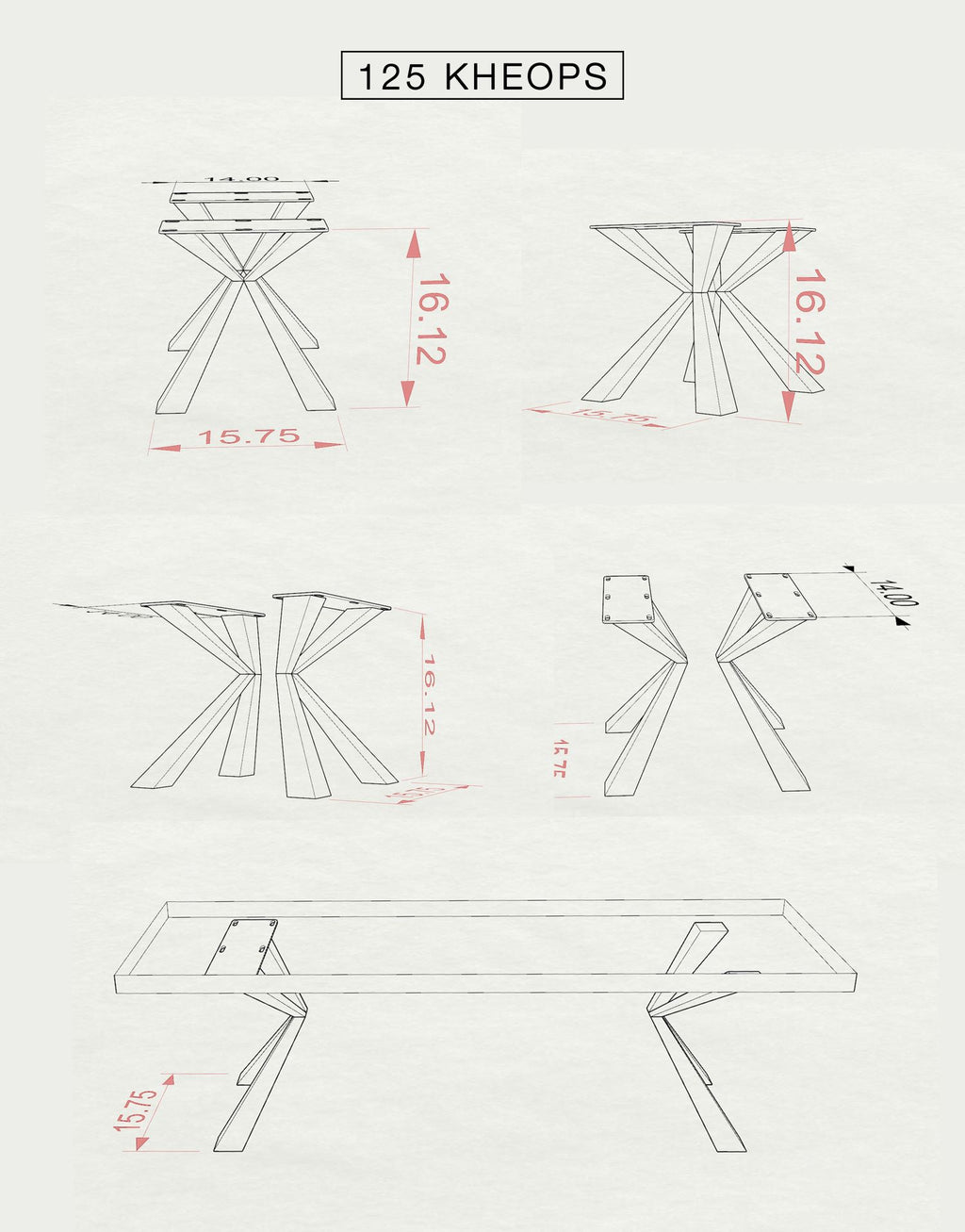 Bench Legs 125 Kheops 16H Modern Metal Furniture Flowyline