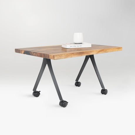 wooden table with coffee table legs with caster
