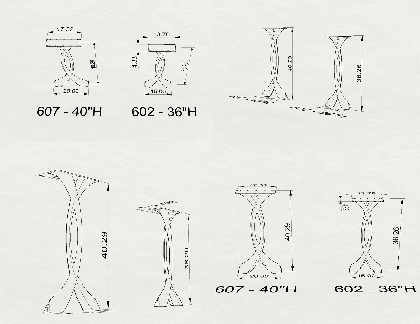 Metal Counter & Bar Table Legs Curva (Modern) Flowyline