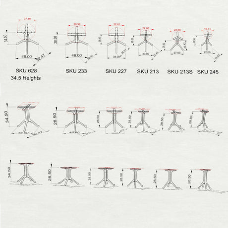 Table Base 213S Wishbone 28H for Round Dining Tabletop table base metal table base dining table base table base only