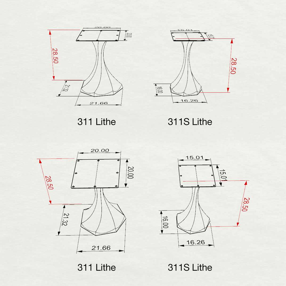Table Base 311S Lithe 28H Tulip Legs - Heavy Duty metal table base dining table base round table base only