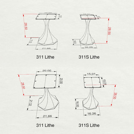 Table Base 311S Lithe 28H Tulip Legs - Heavy Duty metal table base dining table base round table base only
