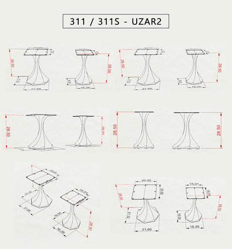 Table Base 311S Lithe 28H Tulip Legs - Heavy Duty; coffee table base; coffee table base only; wood coffee table base; coffee table base ideas;