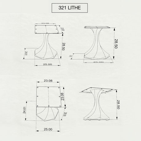 Table Base 321 Lithe 28H Metal Tulip Furniture Design; rectangular glass top dining table with wood base; glass top end table with metal base; glass table lamp base; glass base table lamp;