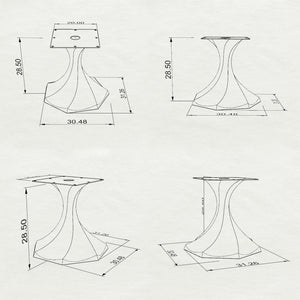 Black Metal Table Base 321/337 Lithe 28" H – Mid-Century modern minimalist pedestal base handcrafted from heavy-duty powder-coated steel in matte black. These sculptural metal dining bases feature a unique hollow design for gravel-filling to maximize stability and a sturdy foundation (1,000 lbs capacity) available in 25" x 24.6" (Lithe 321) or 30.5" x 30" (Lithe 337) configurations. A premium DIY steel table base engineered with expansive pre-drilled mounting plates to securely support a heavy live-edge tab