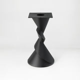 Metal Table Base 340 | 340S Horix 28.5" H – dynamic forward-leaning pedestal base in matte black powder-coated steel. This heavy-duty sculptural metal base provides an oval sturdy foundation (1,000 lbs capacity) in two sizes: Model 340 (16"x16") and Model 340S (34"x18"). A premium DIY steel table base engineered for a heavy live-edge tabletop, marble slab, or wood top.