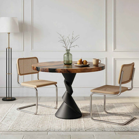 Metal Table Base 340 | 340S Horix 28.5" H – dynamic forward-leaning pedestal base in matte black powder-coated steel. This heavy-duty sculptural metal base provides an oval sturdy foundation (1,000 lbs capacity) in two sizes: Model 340 (16"x16") and Model 340S (34"x18"). A premium DIY steel table base engineered for a heavy live-edge tabletop, marble slab, or wood top.
