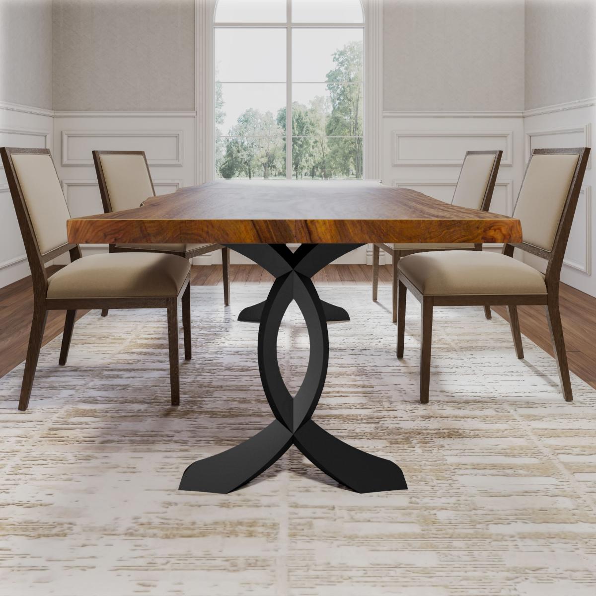 Metal table legs 418 Curva in black powder-coated steel with mid-century modern curved design, 28 inches high