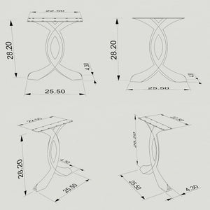 Metal table legs with pre-drilled mounting plate for easy DIY installation on wood, glass, or stone tabletops