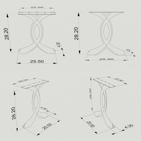 Metal table legs with pre-drilled mounting plate for easy DIY installation on wood, glass, or stone tabletops