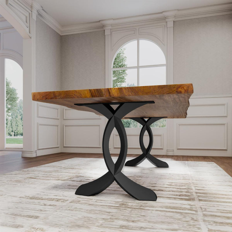 Metal Table Legs - 418 Curva - 25W, 28H inch - Set of 2 pcs metal table legs furniture steel flowyline design dining table home and living pub furniture Handmade Furniture Side Table iron epoxy dining table desk legs industrial & rustic style heavy duty flowyline design