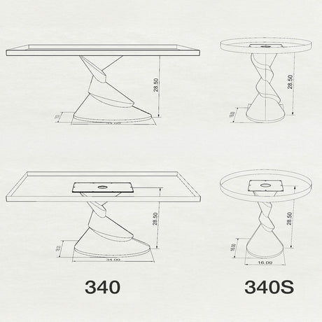 Metal Table Base 340 | 340S Horix 28.5" H – dynamic forward-leaning pedestal base in matte black powder-coated steel. This heavy-duty sculptural metal base provides an oval sturdy foundation (1,000 lbs capacity) in two sizes: Model 340 (16"x16") and Model 340S (34"x18"). A premium DIY steel table base engineered for a heavy live-edge tabletop, marble slab, or wood top.
