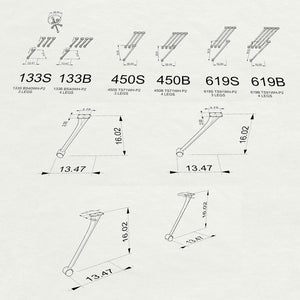 3D drawings of bar table legs 618 Compa with dimensions