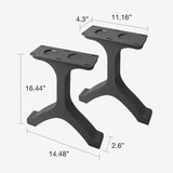 Metal Bench Base 101 Wishbone 16.3" H – Mid-Century modern Y-shaped table base set (2 pieces) handcrafted from heavy-duty powder-coated steel in matte black. This industrial metal bench base features a unique sculpted Y-form and a sturdy foundation (500 lbs capacity; 14.5"L). A premium DIY steel bench base and low furniture foundation specifically engineered to support a heavy live-edge tabletop, wood bench top, or entryway seat.