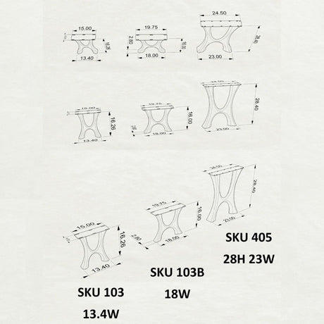 Metal Bench Base 103 Haru 16.3" H – contemporary arched table base set (2 pieces) handcrafted from heavy-duty powder-coated steel in matte black. This heavy-duty metal bench base features a dual-post sculpted arch design and a sturdy foundation (500 lbs capacity). A premium DIY steel bench base and low furniture foundation specifically engineered to support a heavy live-edge tabletop, wood bench top, or entryway seat.