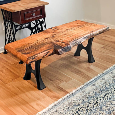 Bench Legs 103 Haru - 13W, 16H inch - Set of 2 pcs of FlowyLine Design Coffee Table Base for DIY furniture dining home decor epoxy woodworkcoffee table legs dining bench outdoor Metal Bench Legs small round coffee table unique narrow wood bench entryway modern metal legs for bench