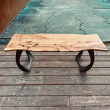rustic bench with metal legs – reclaimed wood top and strong iron bench legs for farmhouse style