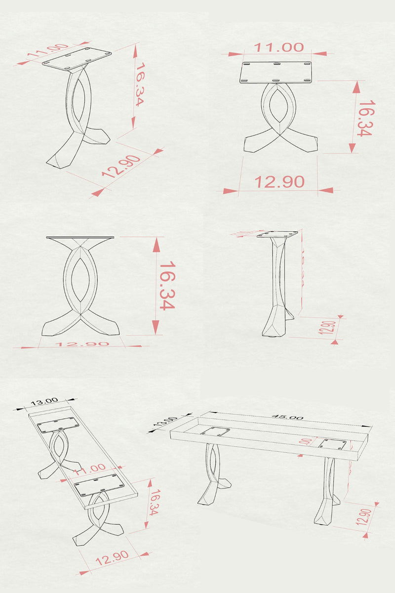 Bench Legs 108 Curva for Modern Wooden Tabletop bench legs metal bench legs bench legs metal work bench legs 3d