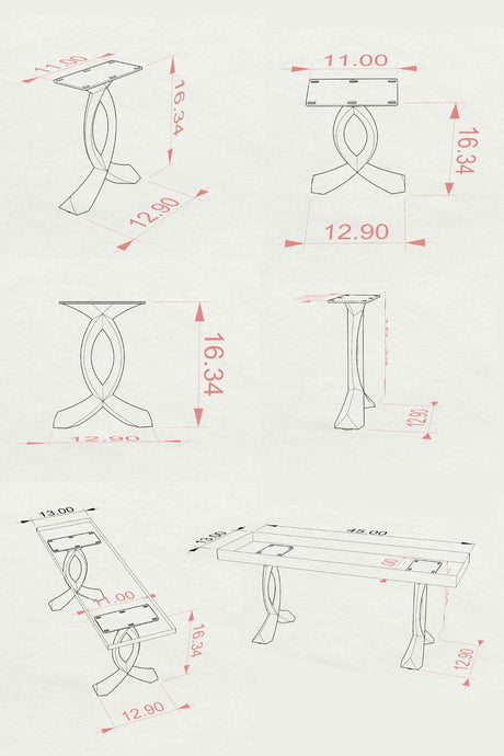 Bench Legs 108 Curva for Modern Wooden Tabletop bench legs metal bench legs bench legs metal work bench legs 3d