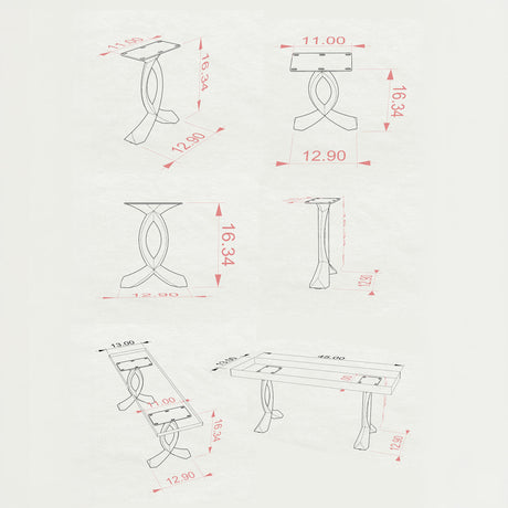 Bench Legs 108 Curva for Modern Wooden Tabletop bench legs metal bench legs bench legs metal work bench legs 3d
