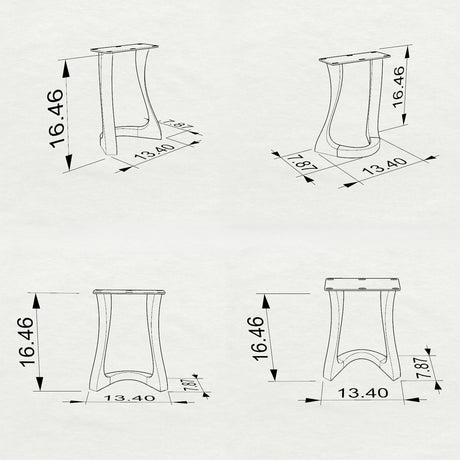 Metal Bench Base 117/130 Uzar 16" H – Mid-Century modern crescent-inspired table base set (2 pieces) handcrafted from heavy-duty powder-coated steel in matte black. These industrial metal bench bases provide a sturdy foundation (500 lbs capacity) available in 13.4"L (Uzar 117) or 9.5"L (Uzar 130) configurations. A premium DIY steel bench base and low furniture foundation engineered with expansive pre-drilled mounting plates to support a heavy live-edge tabletop, wood bench top, or entryway seat