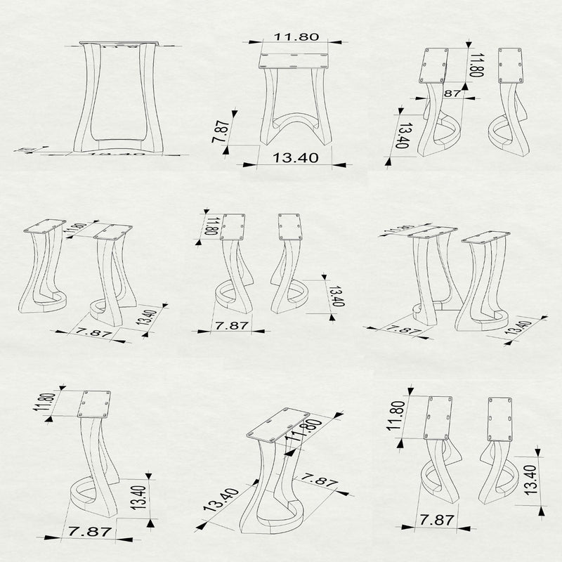 Bench Legs 117 Uzar 16H for Woodworking, Live Edge Tabletop Flowyline Design Coffee Table Base for DIY furniture dining home decor epoxy woodworkbench steel table legs farmhouse outdoor bench metal coffee table round stool legs modern desk small bench charcuterie narrow wood bench modern metal legs for bench