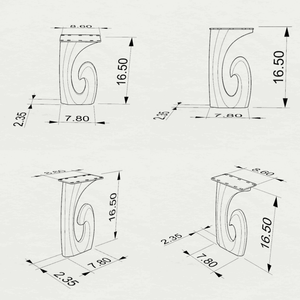 Bench Legs 124 Luma - 16H inch - Set of 2 pcs of Flowyline Design Coffee Table Base for DIY furniture dining home decor epoxy woodwork  furniture legs steel modern metal coffee table side table bench legs furniture feet walnut legs tapered upholstered bench bench legs metal bench legs bench legs metal work bench legs table bench legs modern bench legs bench table legs