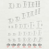 Technical diagram showing hole spacing and dimensions for curved design table legs metal.