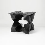 Black Coffee Table Base 134 Chloris Petal 16" H – botanical flower-inspired pedestal base handcrafted from heavy-duty powder-coated steel in matte black. This sculptural metal base features a compact petal silhouette and a sturdy foundation (500 lbs capacity; 16"x16"x16"), specifically engineered to support a heavy live-edge tabletop, round wood top, or marble slab. A premium DIY steel table base that brings an organic, modern statement to luxury living rooms and sunrooms.