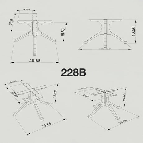 Metal Coffee Table Base 228 Wishbone 16" | 16.5" H – Mid-Century modern interlocking table base set available in a 3-piece or 4-piece configuration. Handcrafted from heavy-duty powder-coated steel in matte black, this metal coffee table base creates a geometric sturdy foundation (500 lbs capacity). A premium DIY steel table base engineered to support a heavy live-edge tabletop, round wood top, or marble slab in modern living rooms.