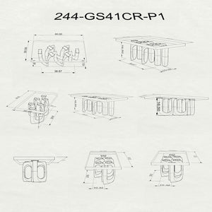 technical drawing and dimensions of U-shaped metal table legs