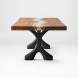 Metal Coffee Table Base 120 Xavier 16.1" H – Scandinavian modern table base set (2 pieces) handcrafted from heavy-duty powder-coated steel in matte black. This sleek metal coffee table base features a bold angled silhouette and a sturdy foundation (500 lbs capacity; 14.4"L). A premium DIY steel table base engineered with wide pre-drilled mounting plates to support a heavy live-edge tabletop, wood top, or custom coffee table.