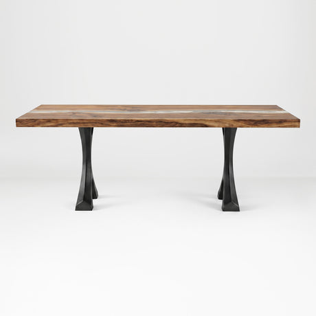 Metal Coffee Table Base 120 Xavier 16.1" H – Scandinavian modern table base set (2 pieces) handcrafted from heavy-duty powder-coated steel in matte black. This sleek metal coffee table base features a bold angled silhouette and a sturdy foundation (500 lbs capacity; 14.4"L). A premium DIY steel table base engineered with wide pre-drilled mounting plates to support a heavy live-edge tabletop, wood top, or custom coffee table.