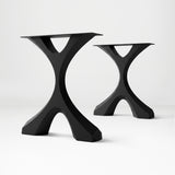 Metal Coffee Table Base 120 Xavier 16.1" H – Scandinavian modern table base set (2 pieces) handcrafted from heavy-duty powder-coated steel in matte black. This sleek metal coffee table base features a bold angled silhouette and a sturdy foundation (500 lbs capacity; 14.4"L). A premium DIY steel table base engineered with wide pre-drilled mounting plates to support a heavy live-edge tabletop, wood top, or custom coffee table.
