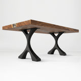 Metal Coffee Table Base 120 Xavier 16.1" H – Scandinavian modern table base set (2 pieces) handcrafted from heavy-duty powder-coated steel in matte black. This sleek metal coffee table base features a bold angled silhouette and a sturdy foundation (500 lbs capacity; 14.4"L). A premium DIY steel table base engineered with wide pre-drilled mounting plates to support a heavy live-edge tabletop, wood top, or custom coffee table.