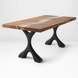 Metal Coffee Table Base 120 Xavier 16.1" H – Scandinavian modern table base set (2 pieces) handcrafted from heavy-duty powder-coated steel in matte black. This sleek metal coffee table base features a bold angled silhouette and a sturdy foundation (500 lbs capacity; 14.4"L). A premium DIY steel table base engineered with wide pre-drilled mounting plates to support a heavy live-edge tabletop, wood top, or custom coffee table.