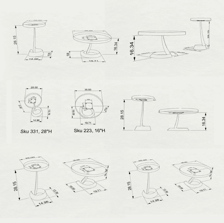Table Base 331-P1 Python 28H Modern Metal Furniture Legs - Flowyline