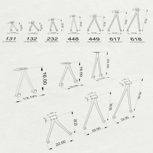 3D drawings of coffee table legs with casters