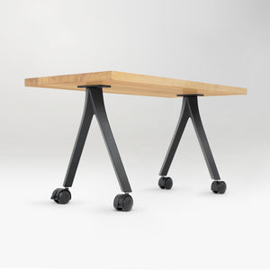 wooden table with coffee table legs with caster