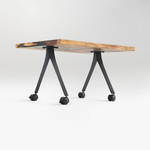 wooden table with coffee table legs with caster