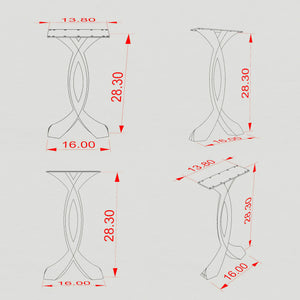 Metal Console Table Legs - 207 Curva - 16W, 28H inch - Set of 2 pcs metal table legs console table legs Furniture Legs counter table side table legs handmade furniture media console Wood entryway table flowyline design round counter height table