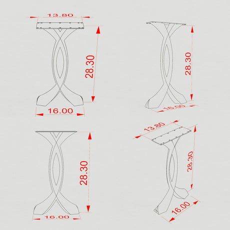 Metal Console Table Legs - 207 Curva - 16W, 28H inch - Set of 2 pcs metal table legs console table legs Furniture Legs counter table side table legs handmade furniture media console Wood entryway table flowyline design round counter height table