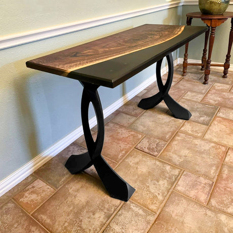 Metal Console Table Legs - 207 Curva - 16W, 28H inch - Set of 2 pcs metal table legs console table legs Furniture Legs counter table side table legs handmade furniture media console Wood entryway table flowyline design round counter height table