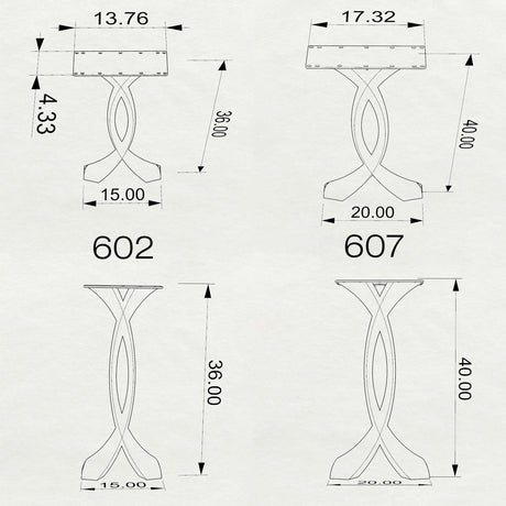 Black Metal Pedestal Table Base 311S Lithe 28.5" H – Scandinavian minimalist tulip table base featuring a graceful, tapered silhouette handcrafted from heavy-duty powder-coated steel in matte black. This architectural dining table base provides an ultra-sturdy foundation (1,000 lbs capacity; 16.3"L x 16"W). A premium DIY steel pedestal base engineered with a precision-drilled 15" x 15" mounting plate to securely support a heavy live-edge tabletop, marble slab, or wood dining top.