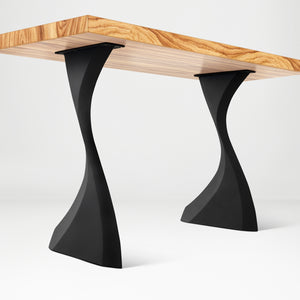 Counter table legs 604 Botas 37.3" H with mid-century modern design in black powder-coated steel