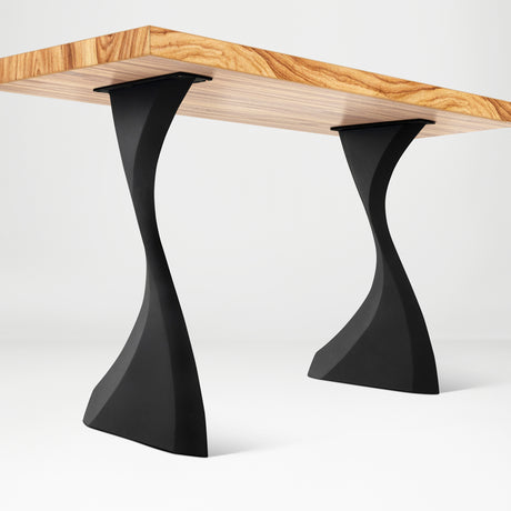 Counter table legs 604 Botas 37.3" H with mid-century modern design in black powder-coated steel