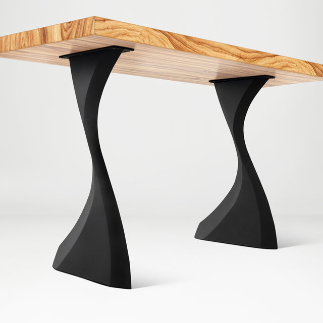 Counter table legs 604 Botas 37.3" H with mid-century modern design in black powder-coated steel