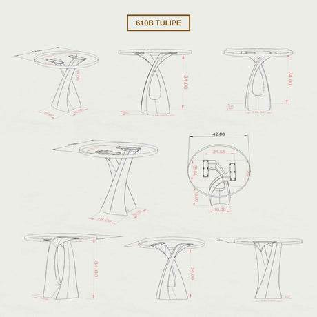 Counter Table Base 610B Tulipe 34H for Dining Tabletop metal table furniture legs console side table legs desk legs counter table