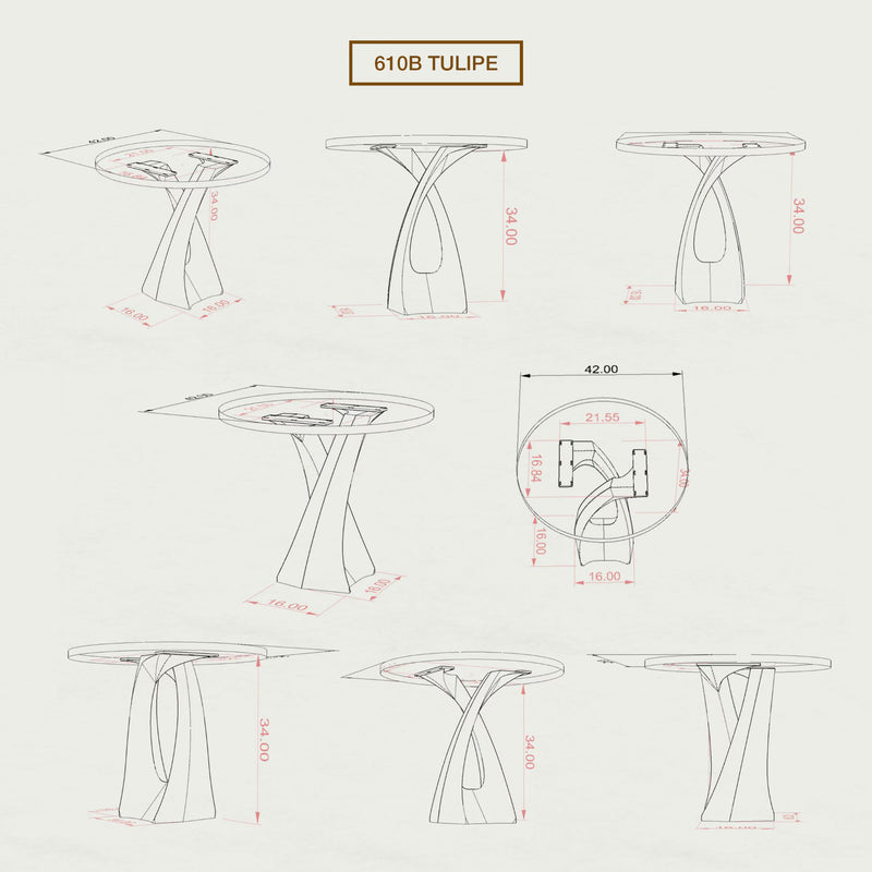 Counter Table Base 610B Tulipe 34H for Dining Tabletop metal table furniture legs console side table legs desk legs counter table